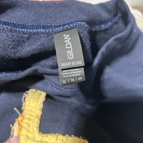 West Virginia State Outline Vintage Quilt Sweatshirt Homemade Navy Blue XL - Picture 4 of 4